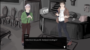 Clerk greets Mr. Rottwood.