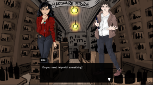 Characters in a hardware store.