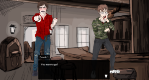 Two characters in a bar.